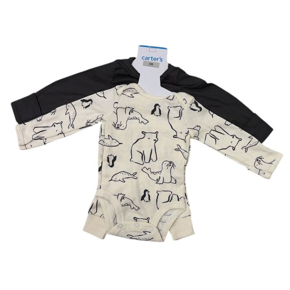 Carter's Baby Boys 3-Piece Snug Fit Long Sleeve Outfit Set - Grey
